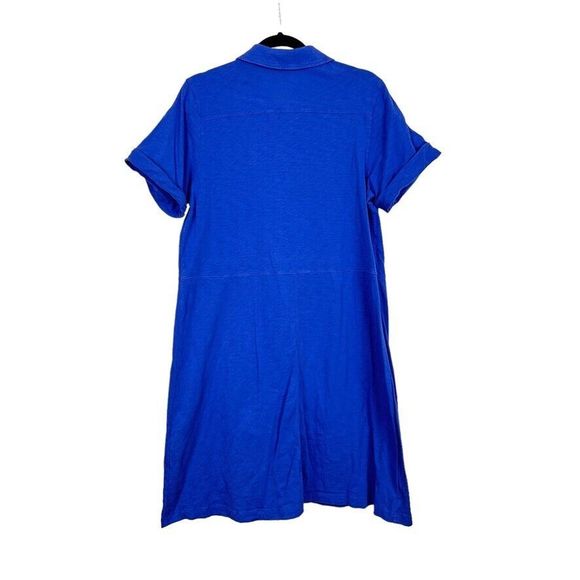 Soft Surroundings Blue Short Sleeve Collared Button Down Dress Size L EUC - Picture 2 of 4